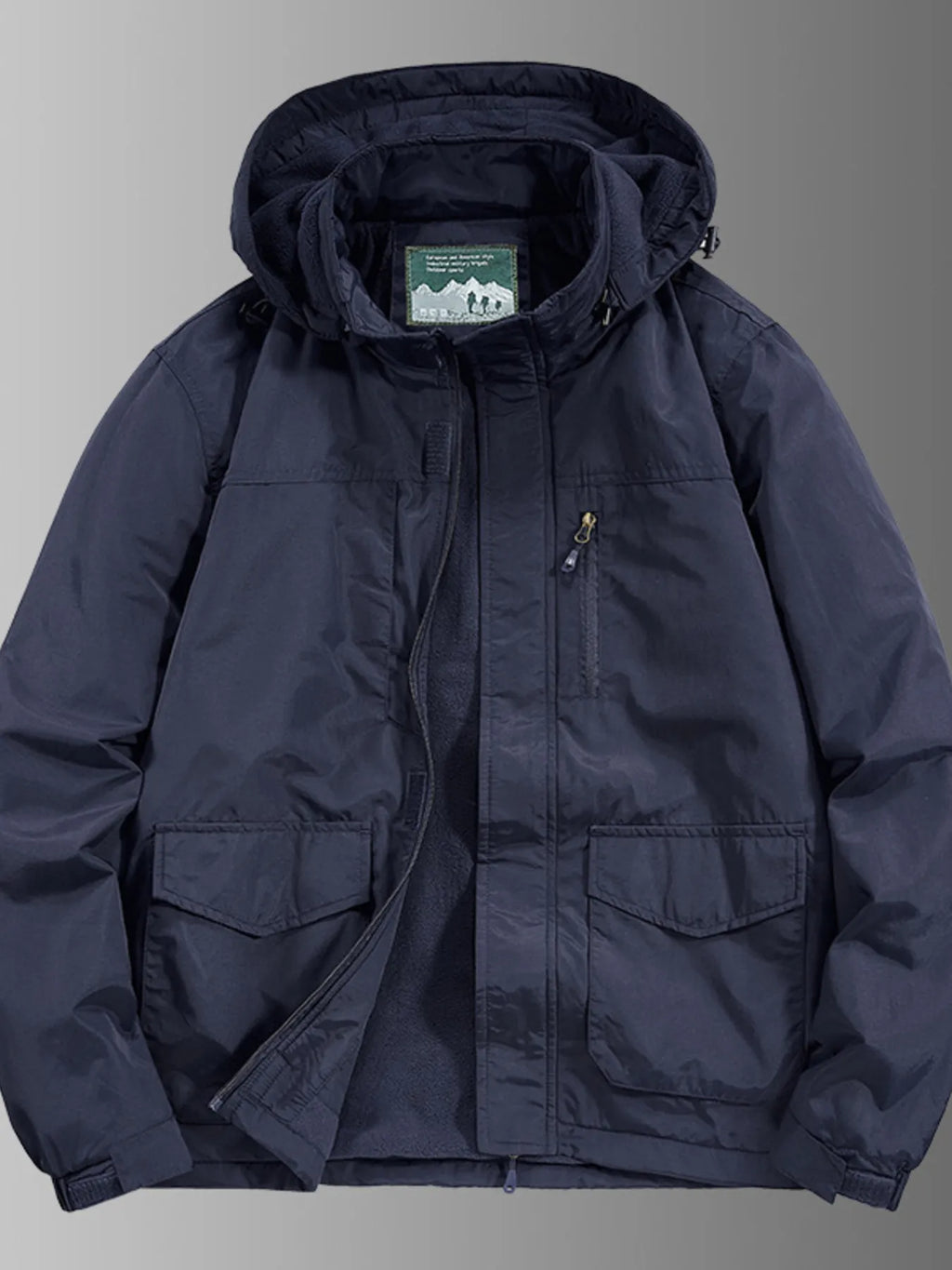 Men's plus size thick hooded outdoor jacket, view 2