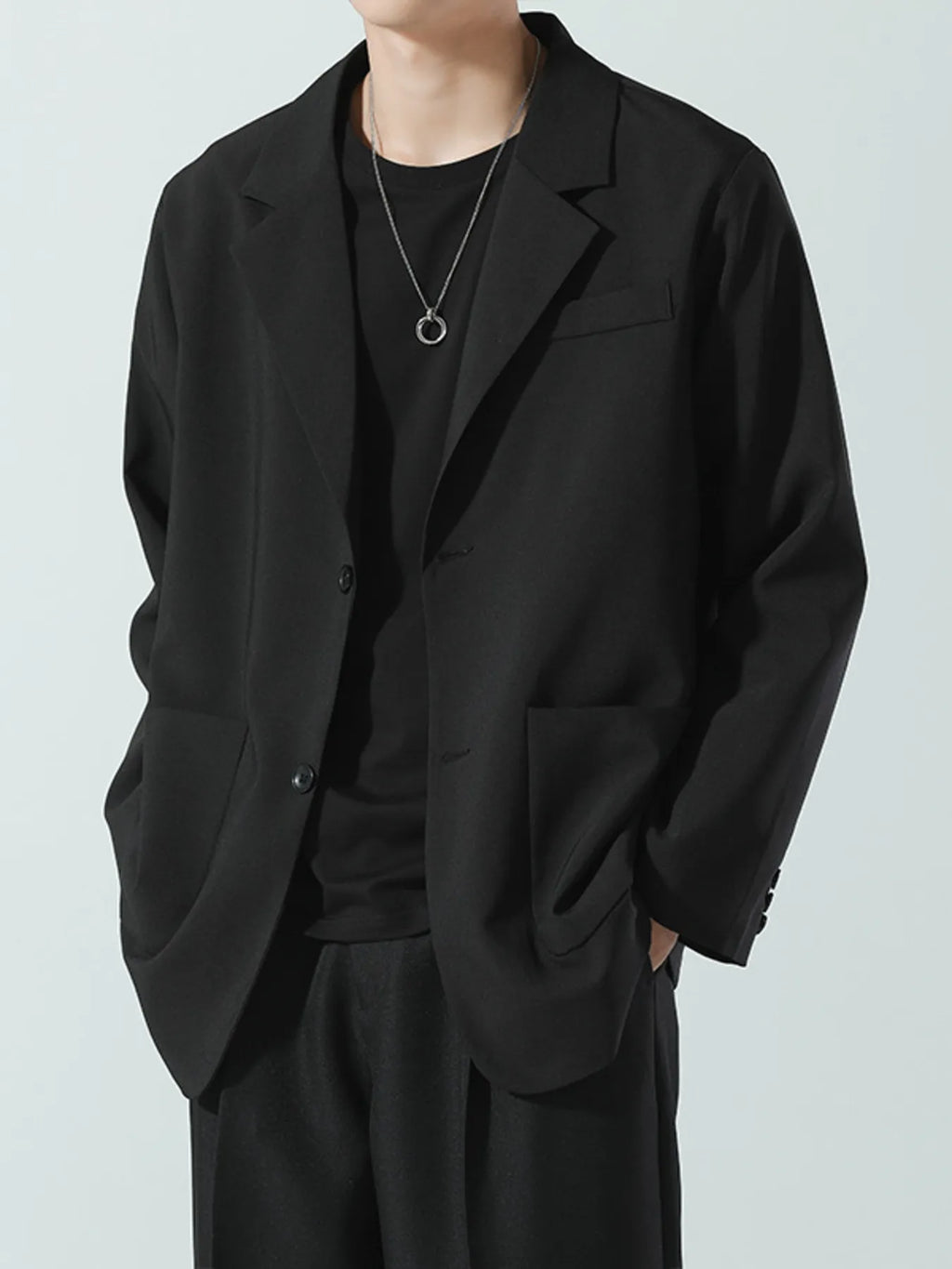 Men's plus size lapel collar long sleeve blazer