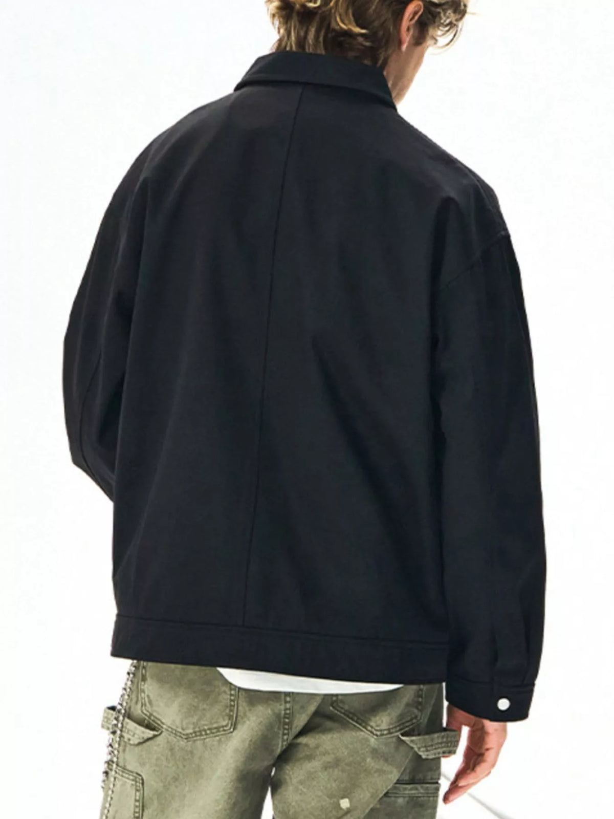 Men's plus size casual cotton snap-down jacket, view 6