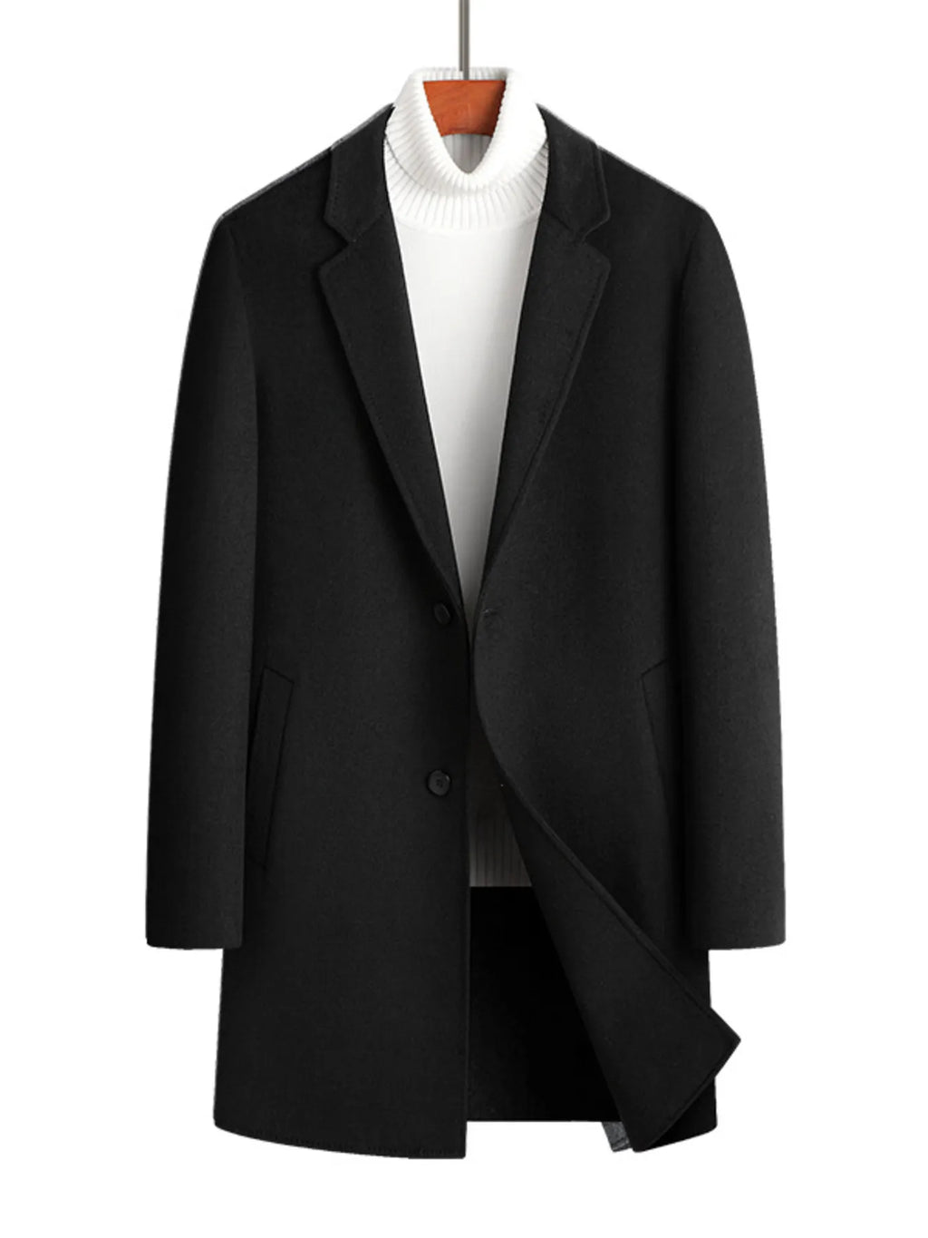 Men's plus size thick wool blend button-up coat