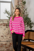 Full size Sew In Love wave stripe contrast long sleeve sweater by Trendsi, featuring a stylish striped pattern and cozy fabric.