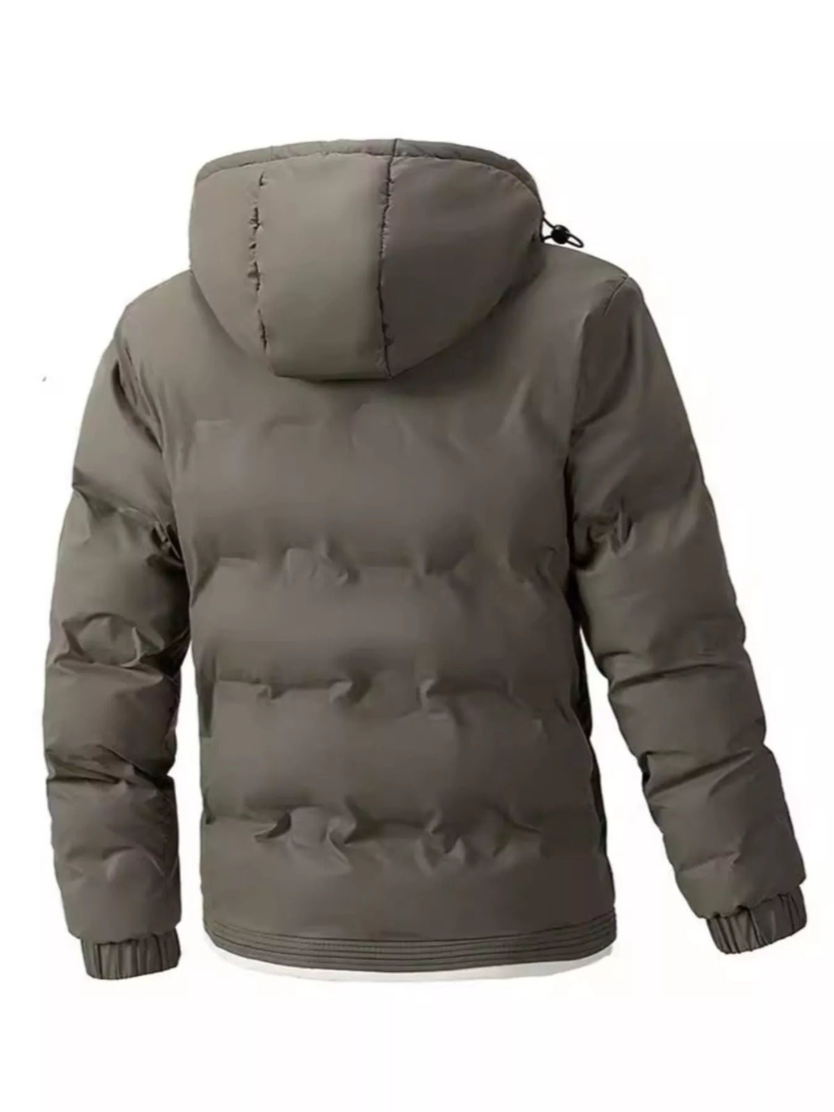 Men's plus size hooded puffer jacket with zip front, view 4