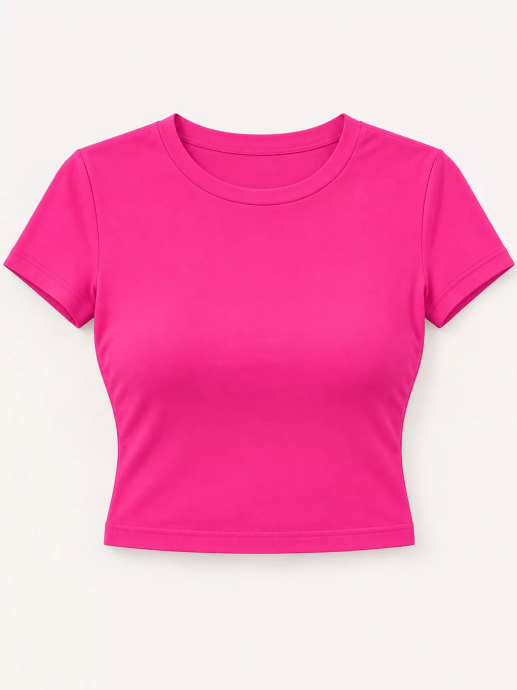 Slim fit basic crew neck short sleeve crop T-shirt by Trendsi, shown in white with a fitted style and cropped length.