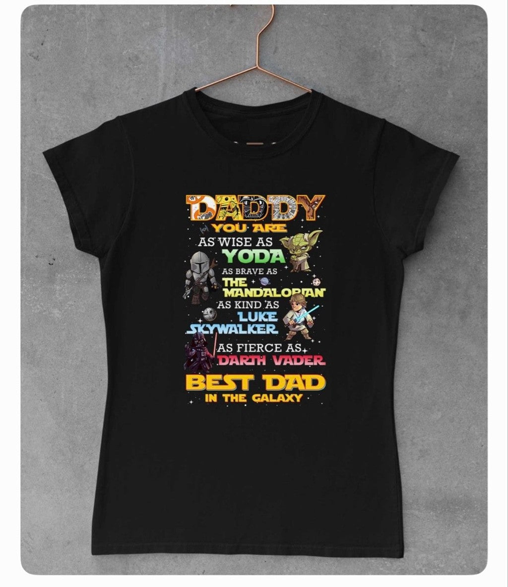 Galaxy-themed dad graphic tee detail for Father's Day and family gifts