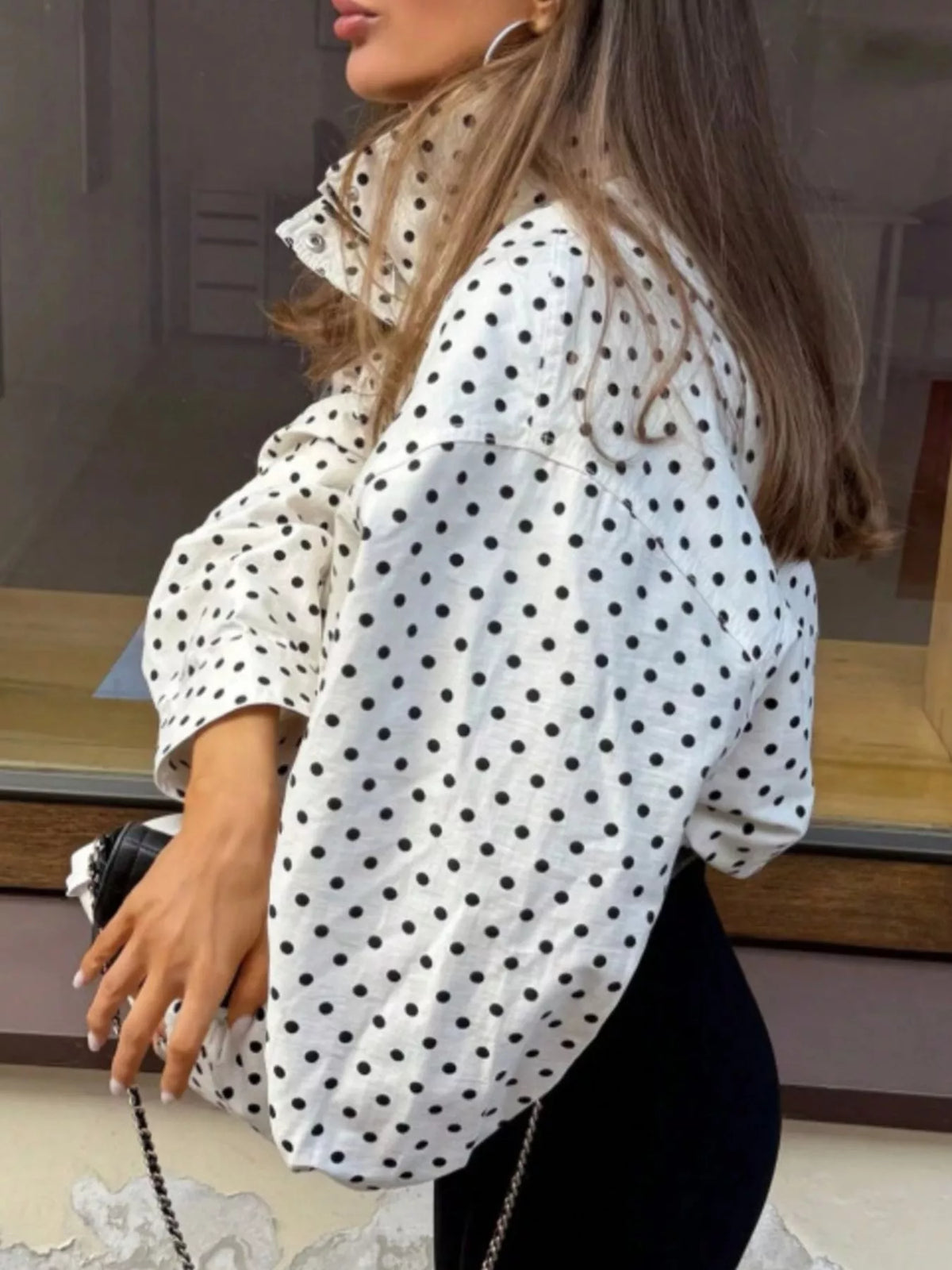 Polka dot zip-up casual jacket, view 3
