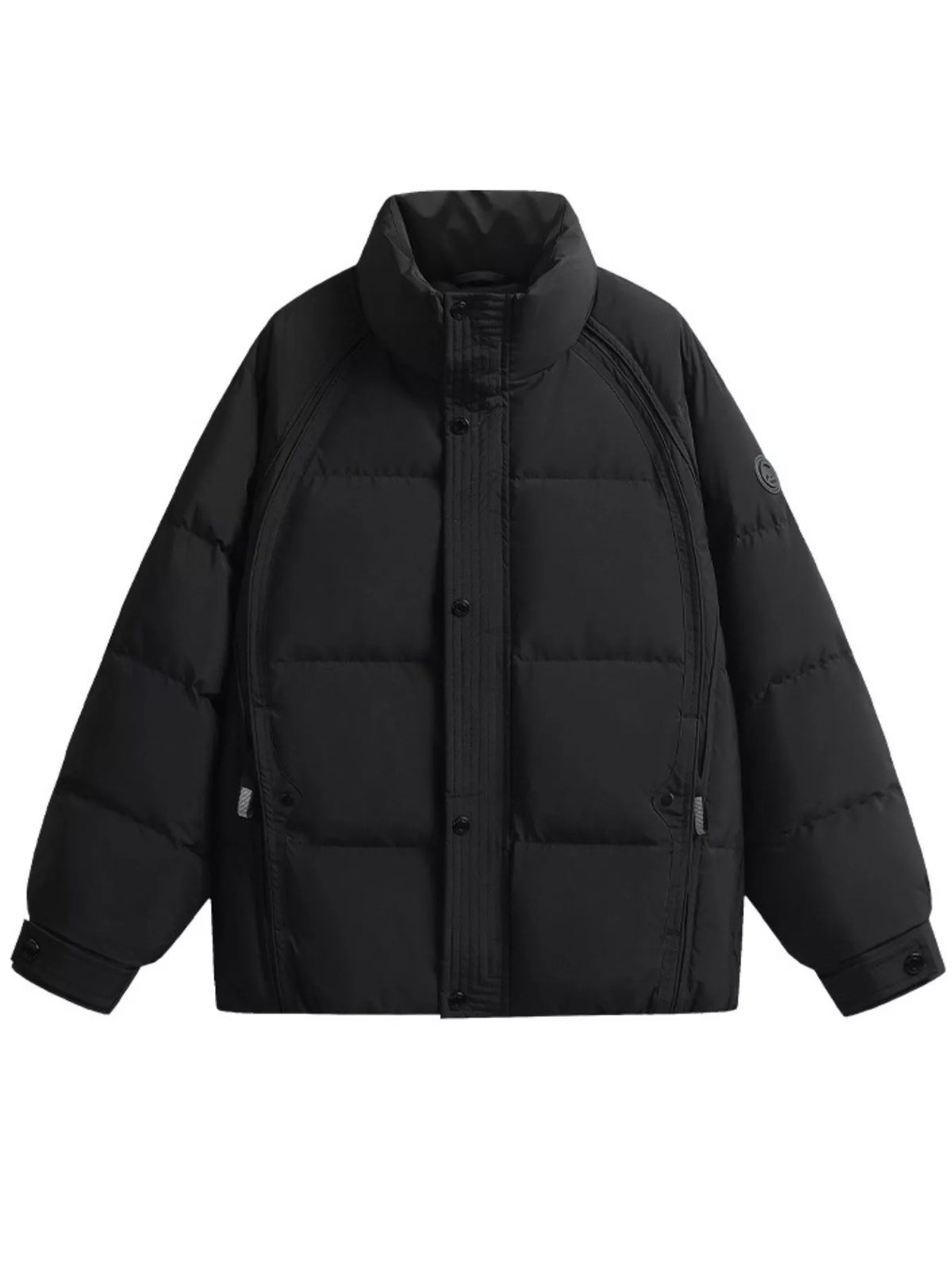 Men's plus size stand collar puffer jacket, view 2
