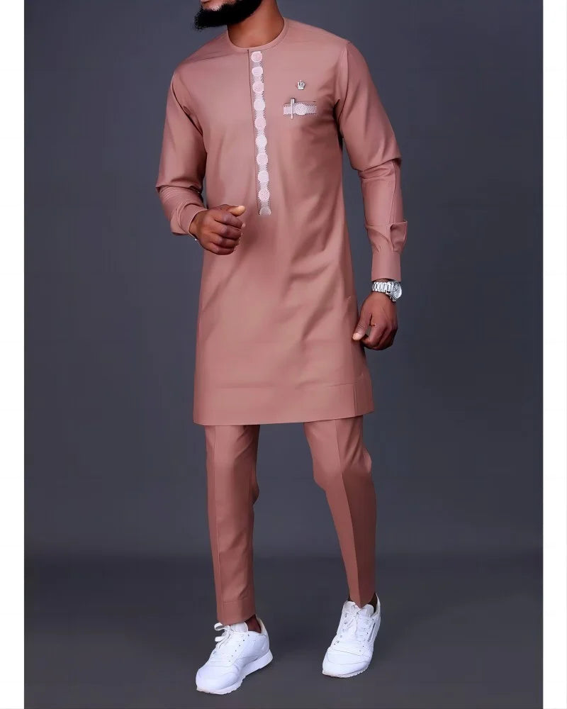 Men's Printed Dashiki Two-Piece Set