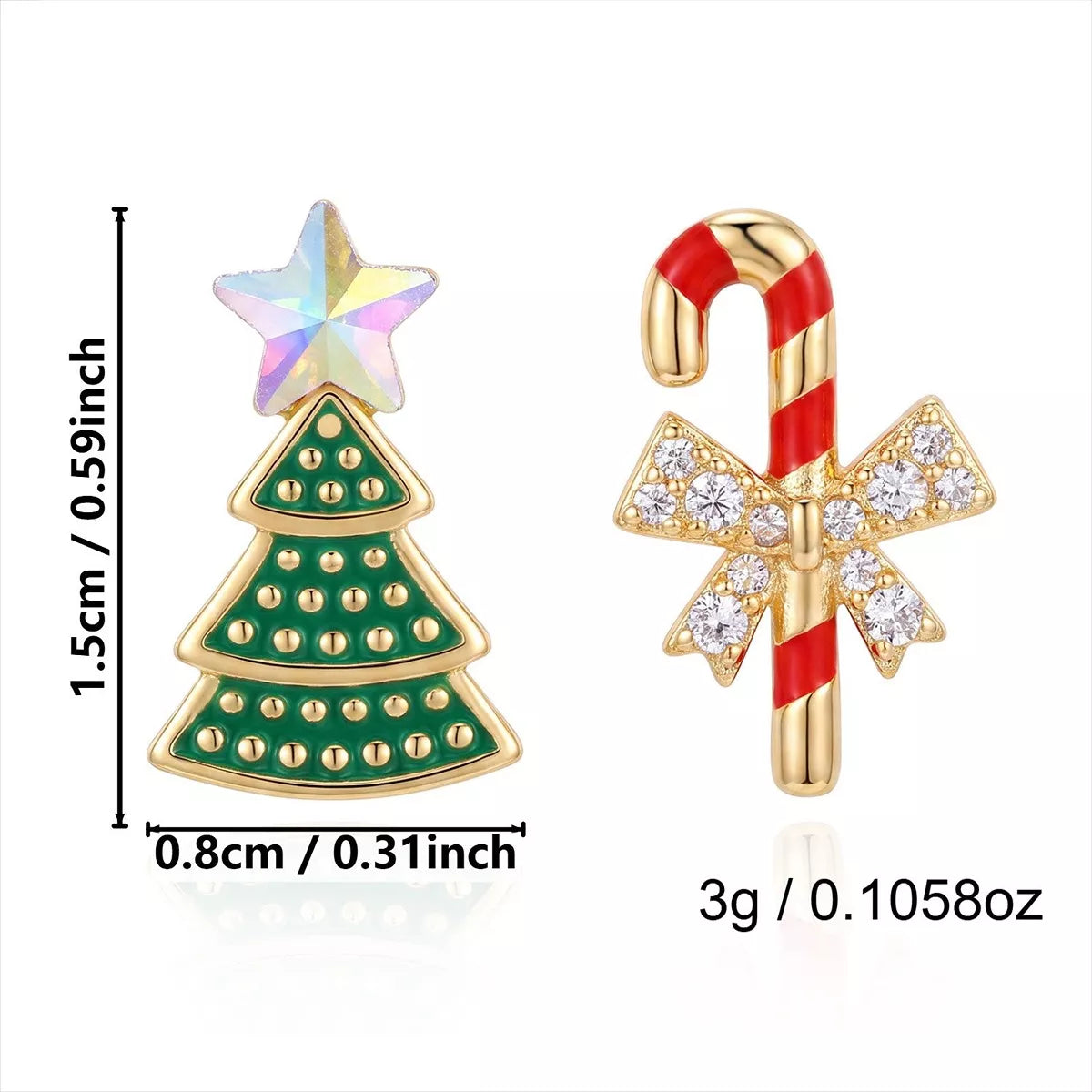 Christmas theme earrings with pearl and zircon, view 9