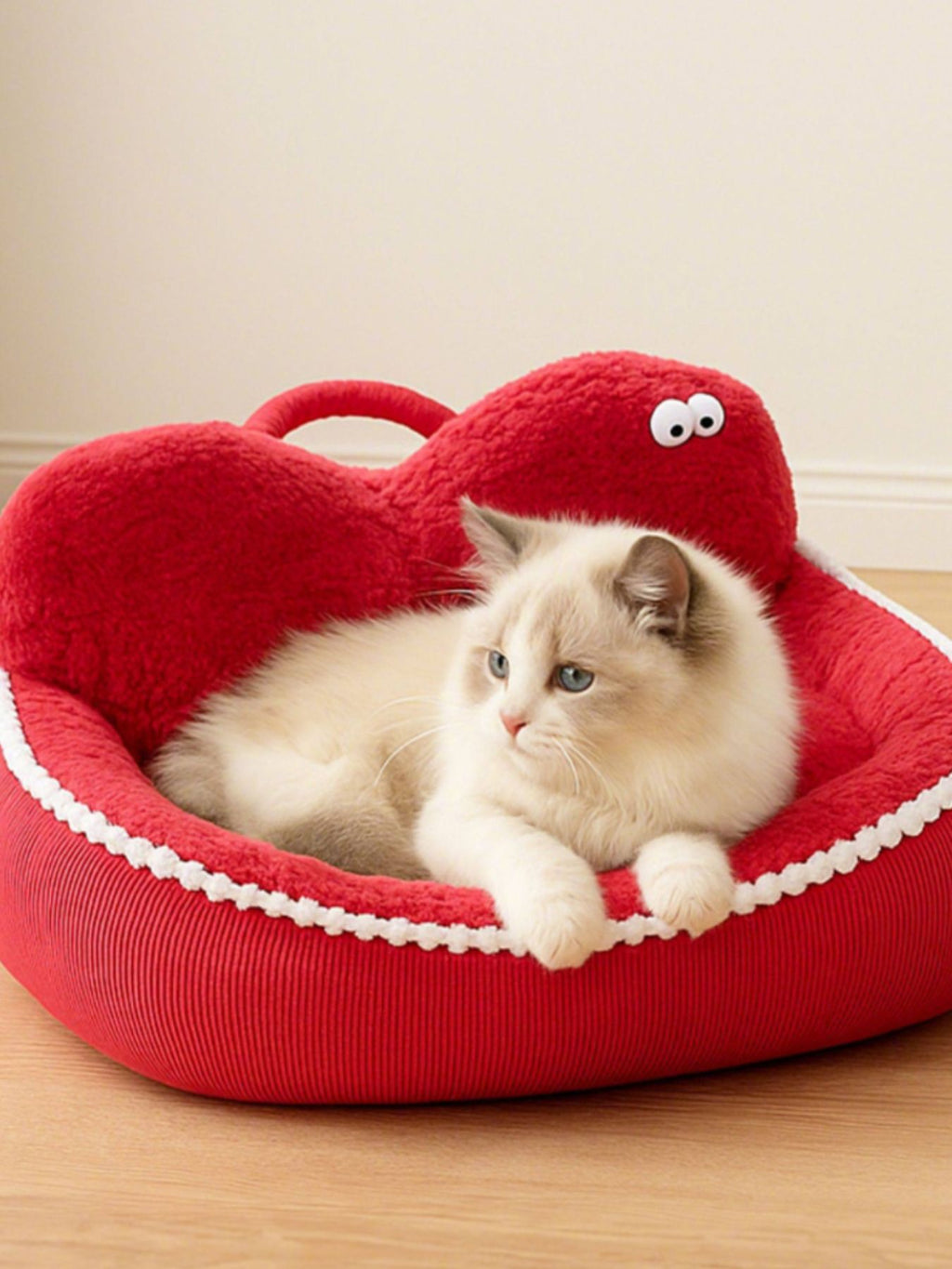 Cartoon design cozy pet nest by Trendsi with soft fabric, ideal for small cats or dogs to rest comfortably.