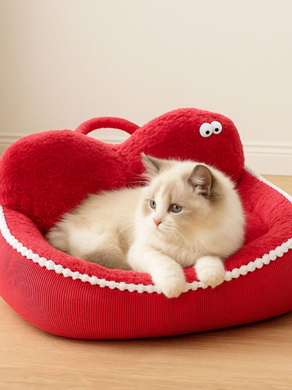 Cartoon design cozy pet nest by Trendsi with soft fabric, ideal for small cats or dogs to rest comfortably.