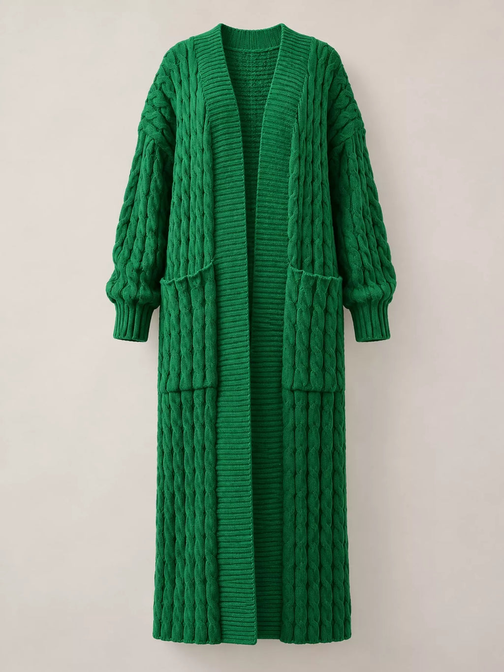 Cable knit longline open-front cardigan, view 26
