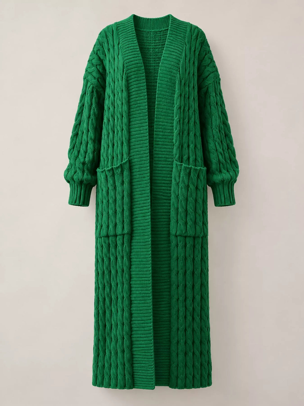 Cable knit longline open-front cardigan, view 26