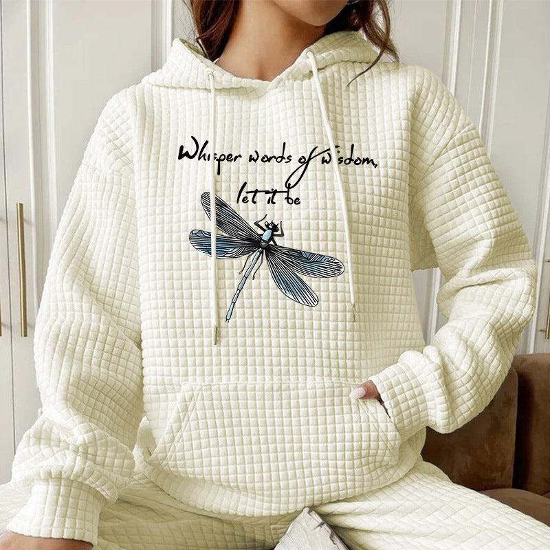 Women's dragonfly inspirational waffle-knit hoodie