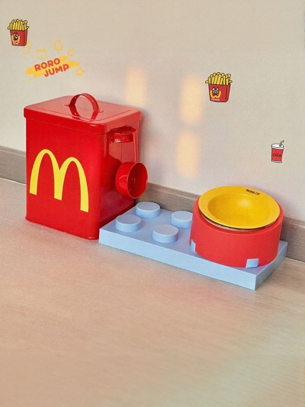 Trendsi McDonald's style pet food storage container with secure lid, ideal for storing dog or cat food.