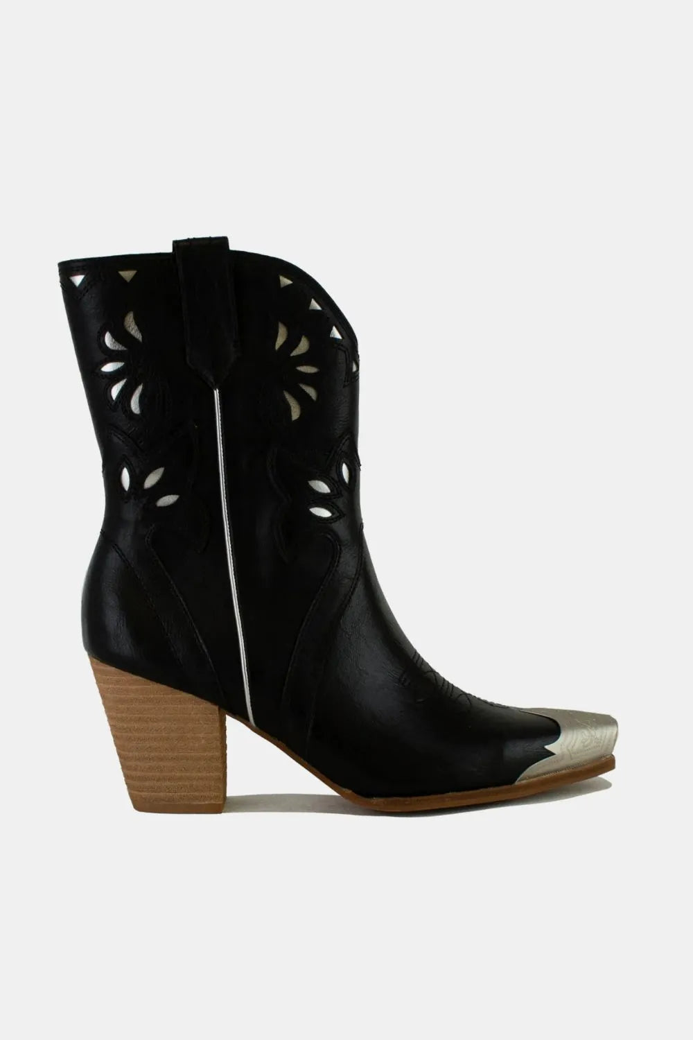Beast Fashion floral embroidery cut-out boots with floral patterns and cut-out details, stylishly designed by Trendsi.