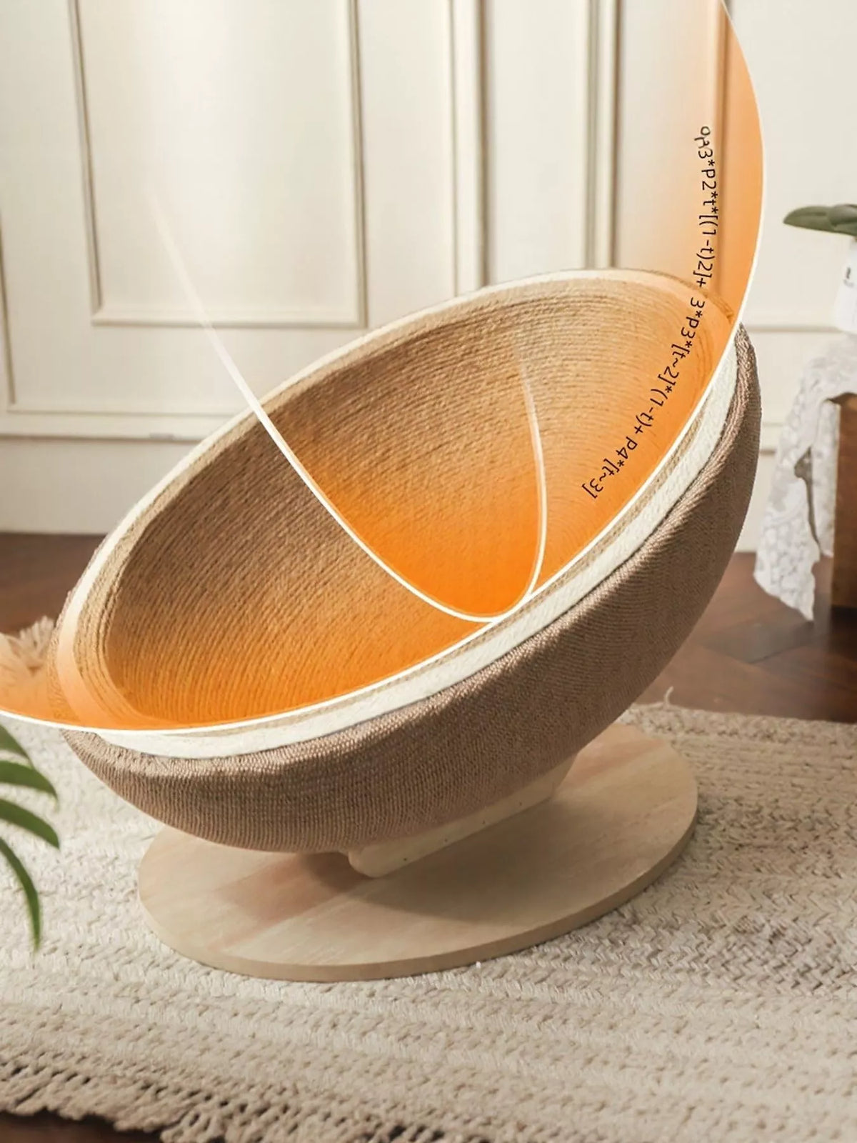 Cat nest with hemp rope scratcher from Trendsi, cozy fabric bed with built-in scratching surface for feline comfort and play.