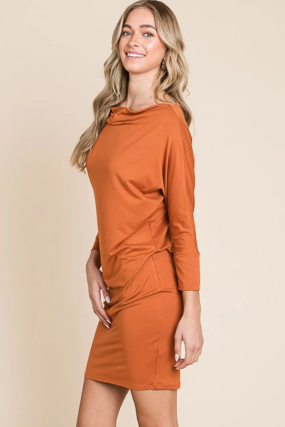 Culture Code full size dolman sleeve mini dress in black, featuring a relaxed fit and stylish design.