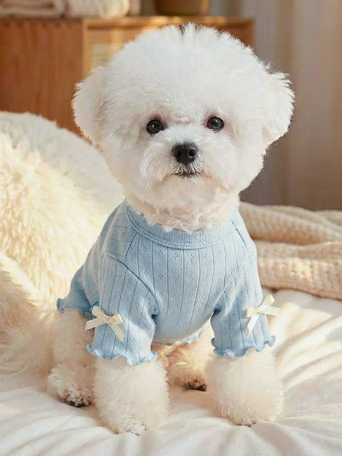 Sweet Bear Patch ribbed pet top by Trendsi, featuring a cute bear patch design on a ribbed fabric for pets.