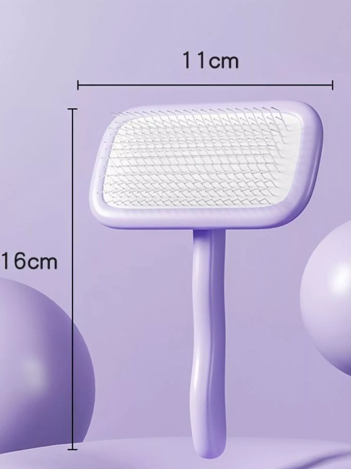 Gentle pet hair remover slicker brush by Trendsi with fine metal bristles for gentle grooming of cats and dogs.