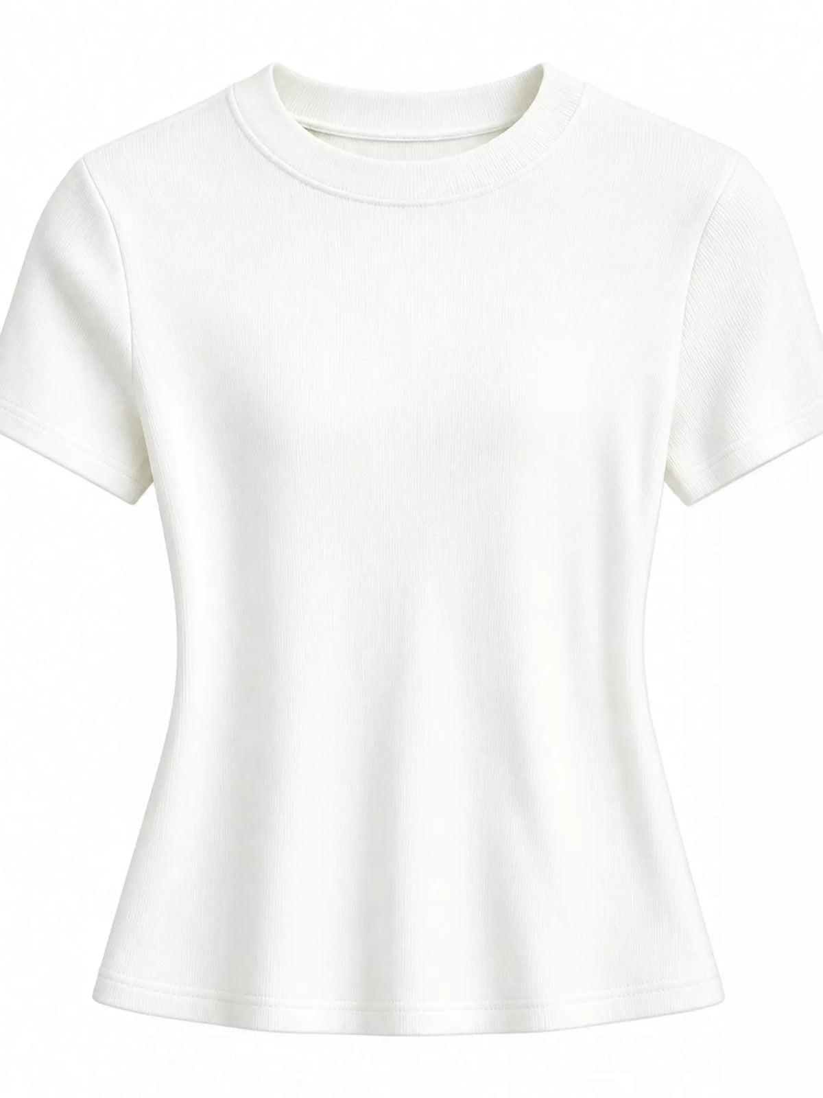 Slim-fit crew neck basic T-shirt by Trendsi, showing a plain white T-shirt on a mannequin.