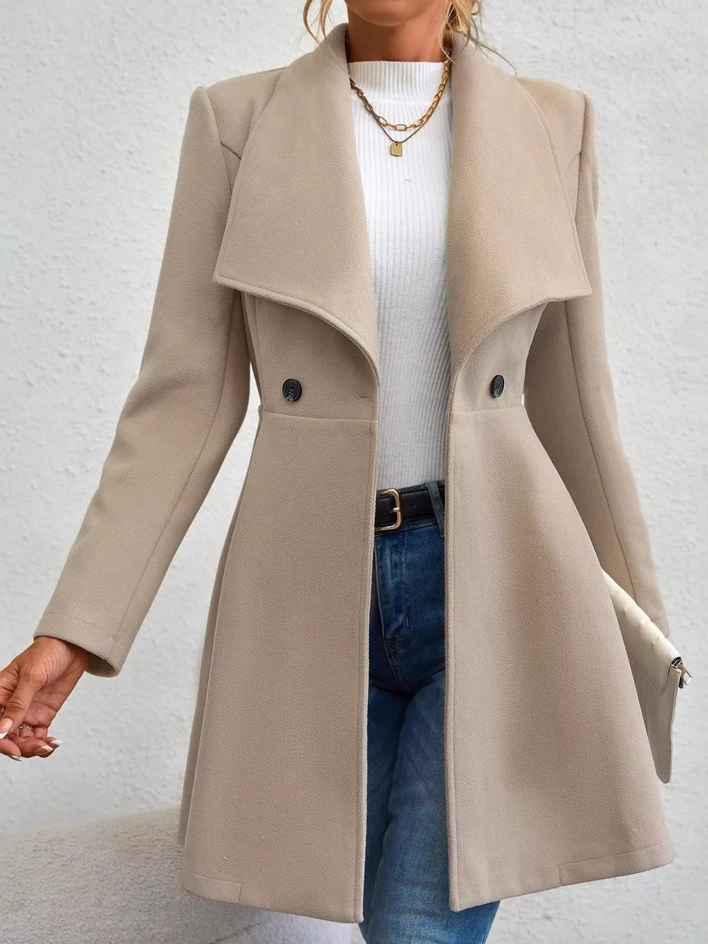 Double-breasted slim fit coat