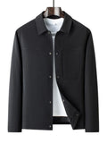 Men's plus size long sleeve button-up jacket with pockets, view 10