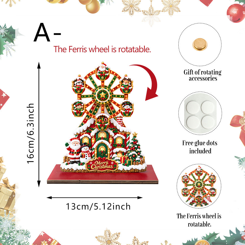 Rotating wooden Christmas Ferris wheel decoration