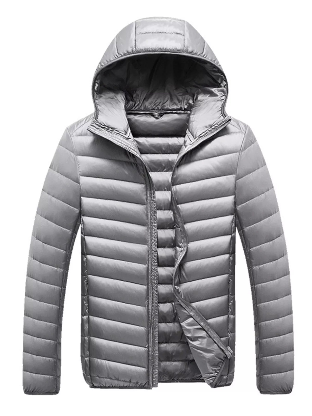 Men's plus size lightweight hooded puffer jacket, view 5