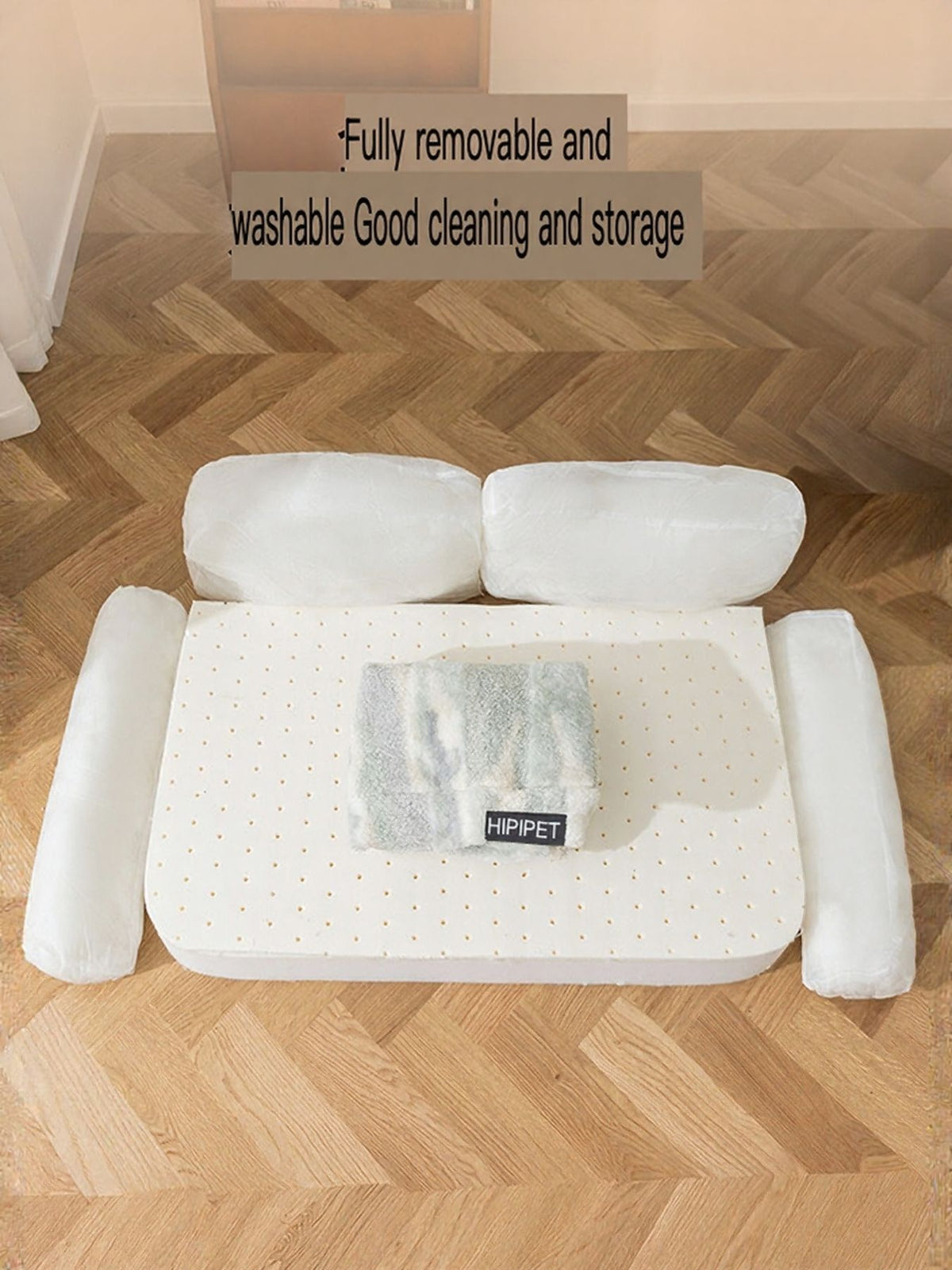 Soft plush pet bed by Trendsi with cushioned, cozy design and raised edges for comfort and support.