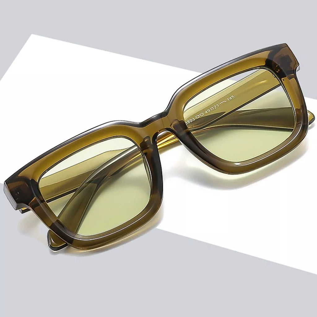 Square frame sunglasses with tinted lenses by Trendsi, featuring a modern design and stylish, colorful tinted glass.