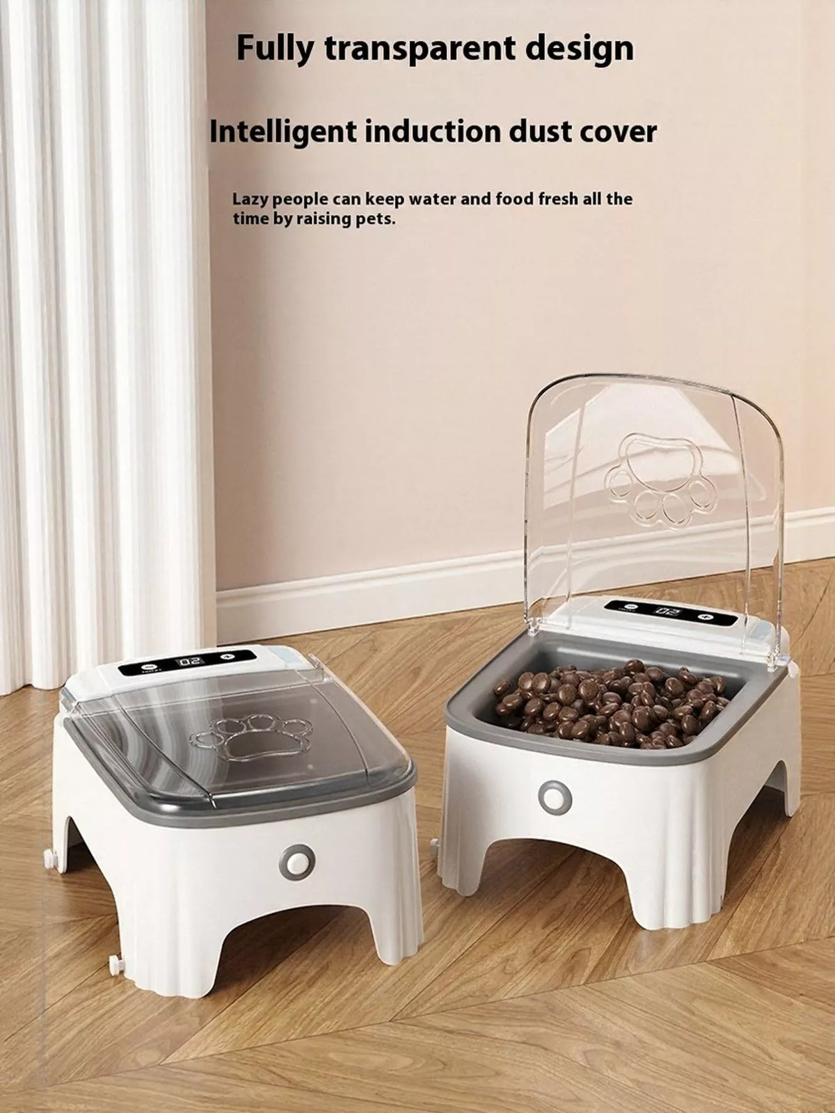 Automatic pet feeder with elevated bowl from Trendsi, featuring a sleek design and easy-to-use dispensing system.