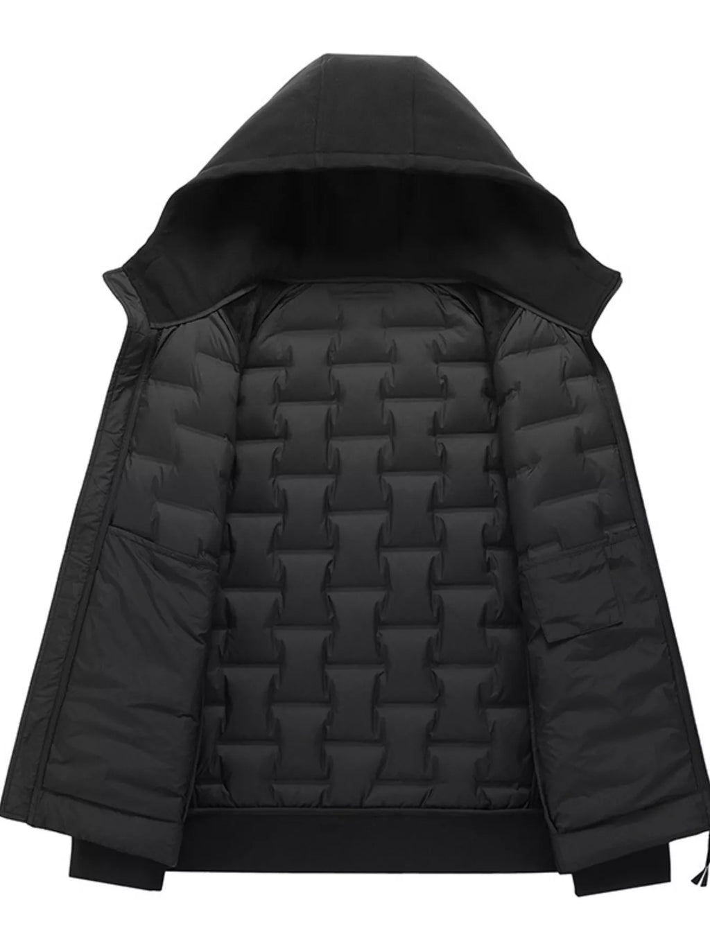 Men's plus size hooded padded jacket, view 2