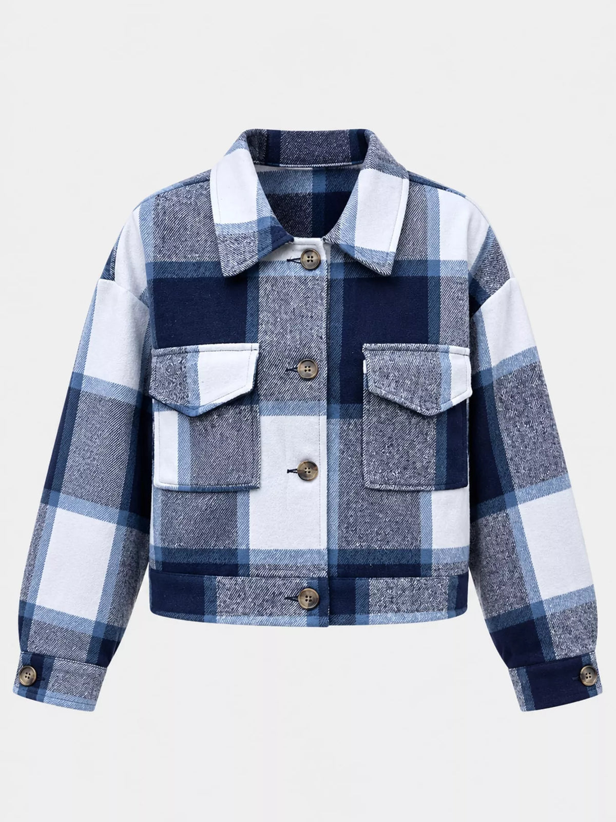 Plaid button-up cropped jacket, view 8