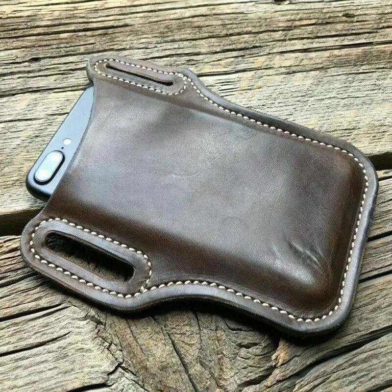 Men's Leather Belt Phone Holster Pouch