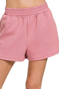 Zenana scuba dolphin shorts with elastic waistband, lightweight fabric, and vibrant pattern, perfect for casual summer wear.