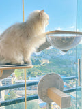 Window mounted cat condo by Trendsi, featuring a cozy perch and scratching post for cats to enjoy sunny views and play.