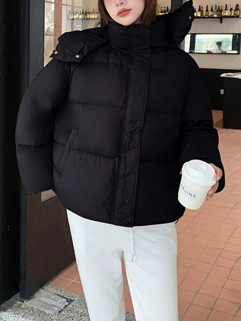 Quilted hooded puffer jacket