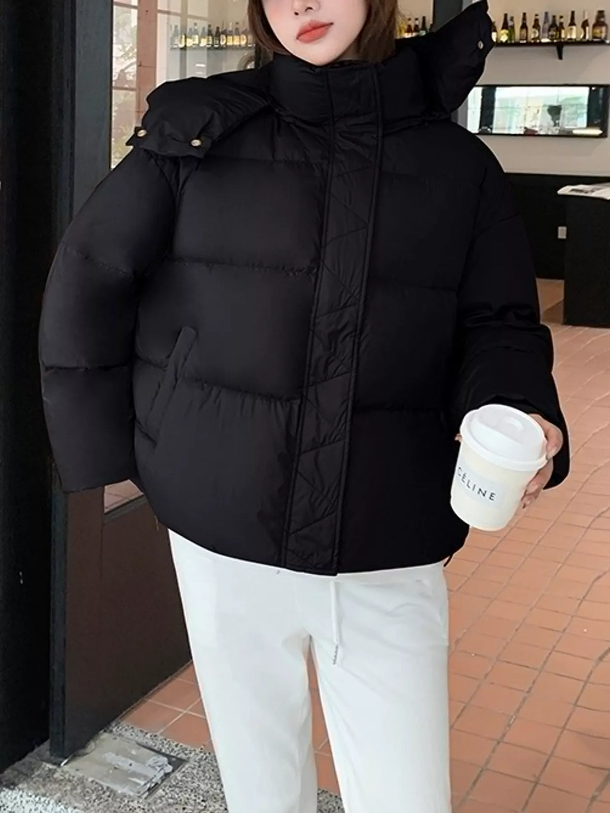 Quilted hooded puffer jacket