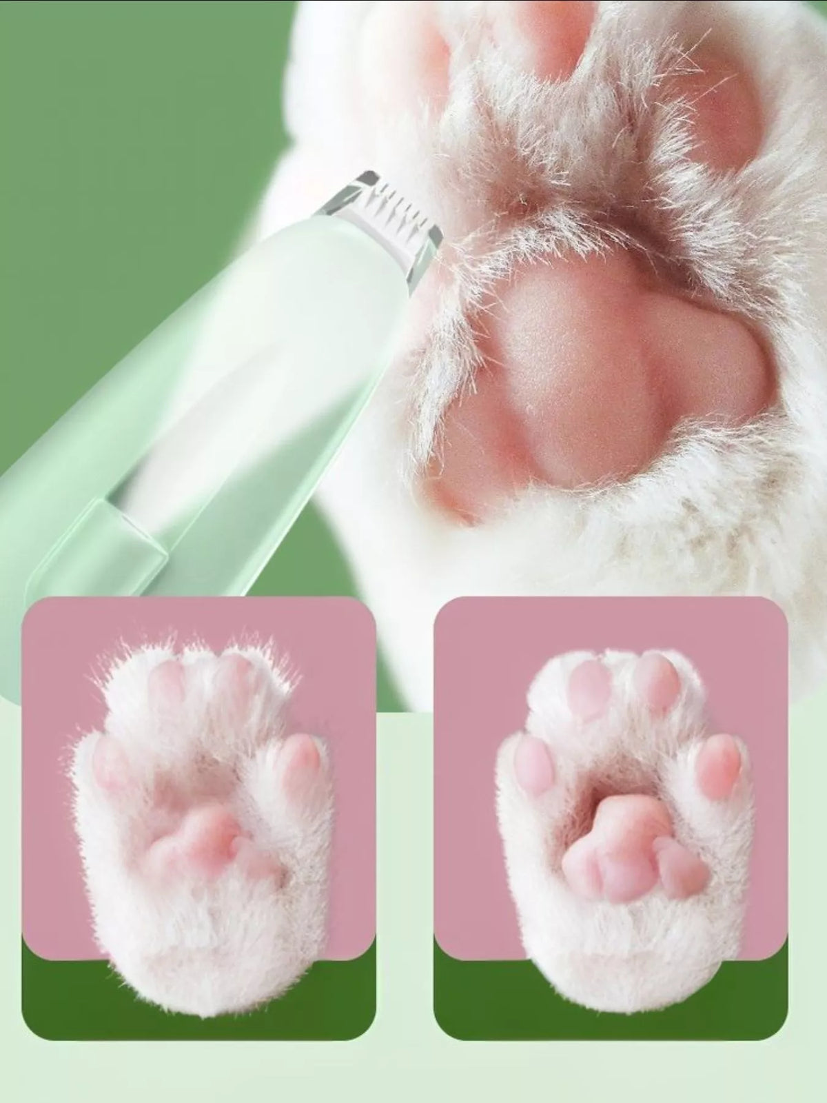 Rechargeable pet hair clipper by Trendsi, showing a sleek cordless grooming tool with adjustable blades for pets.