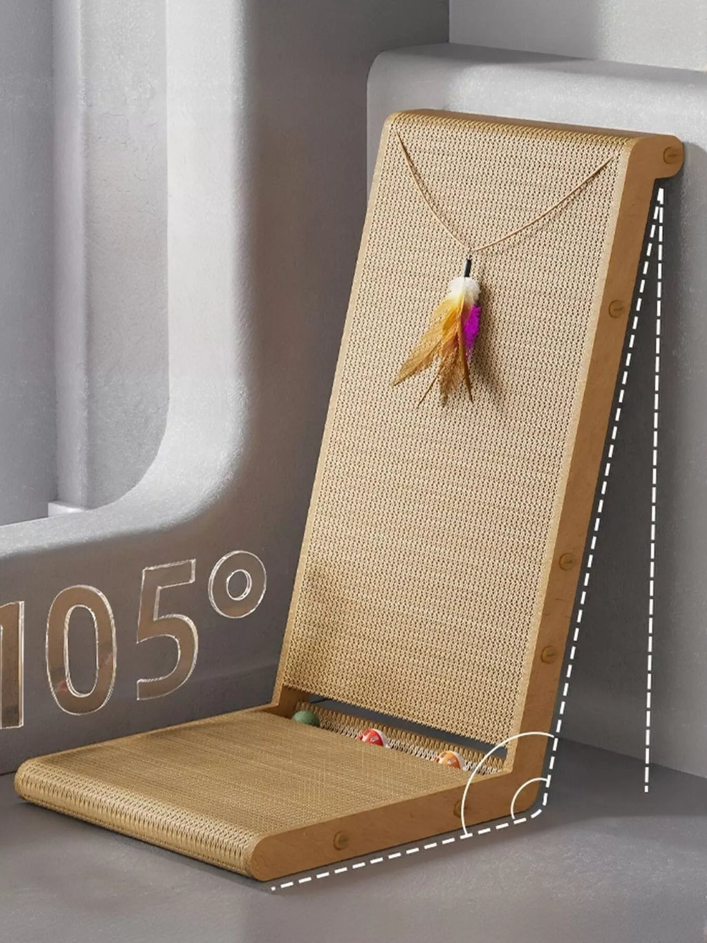 Interactive sisal cat scratching post with dangling toy, made by Trendsi, featuring a sturdy sisal surface and playful hanging toy for cats.