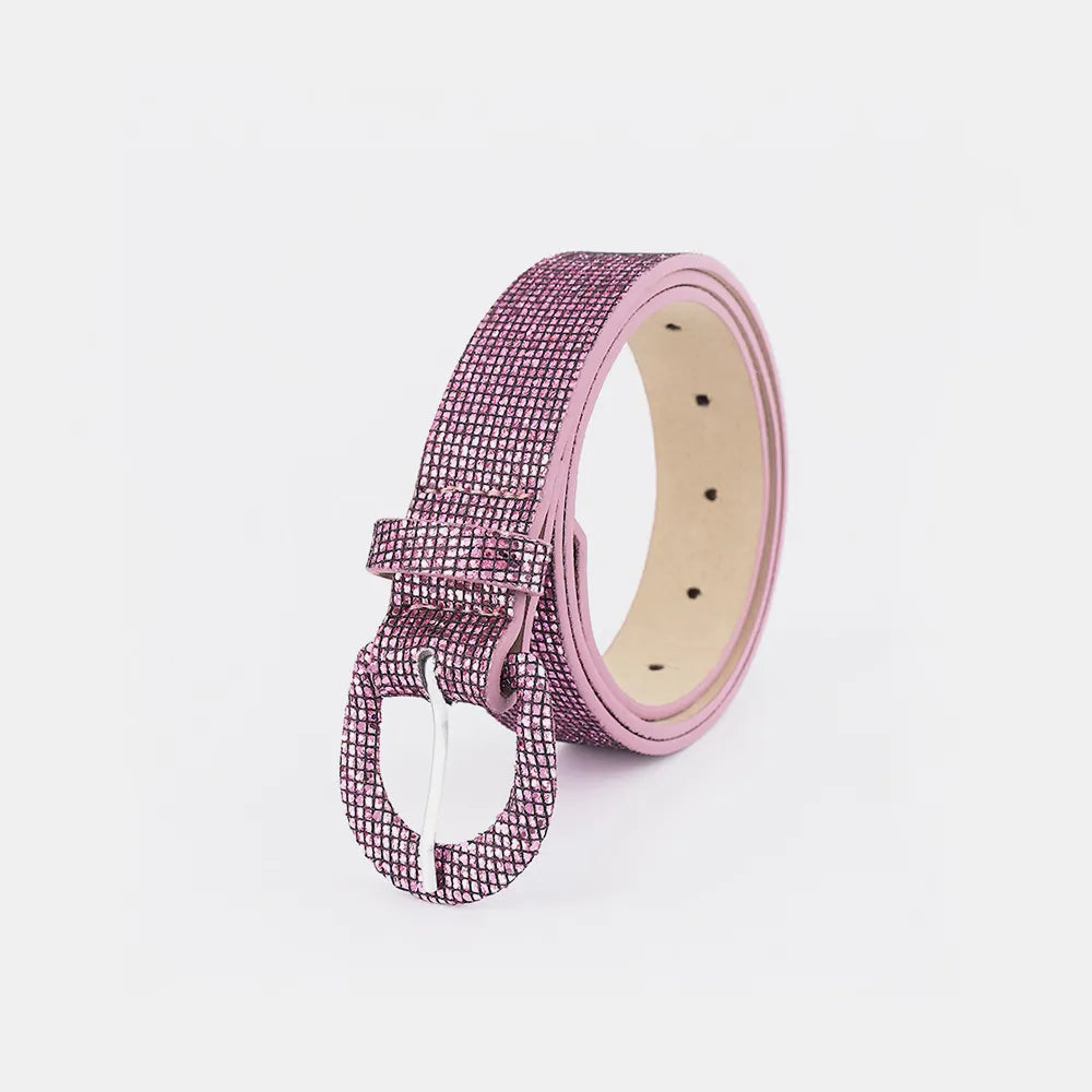Sequin PU leather belt from Trendsi featuring shiny sequins and a sleek design, perfect for adding sparkle to outfits.