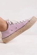 Beast Fashion lace-up woven espadrille sole sneakers with Trendi branding, featuring a casual woven fabric design and comfortable sole.