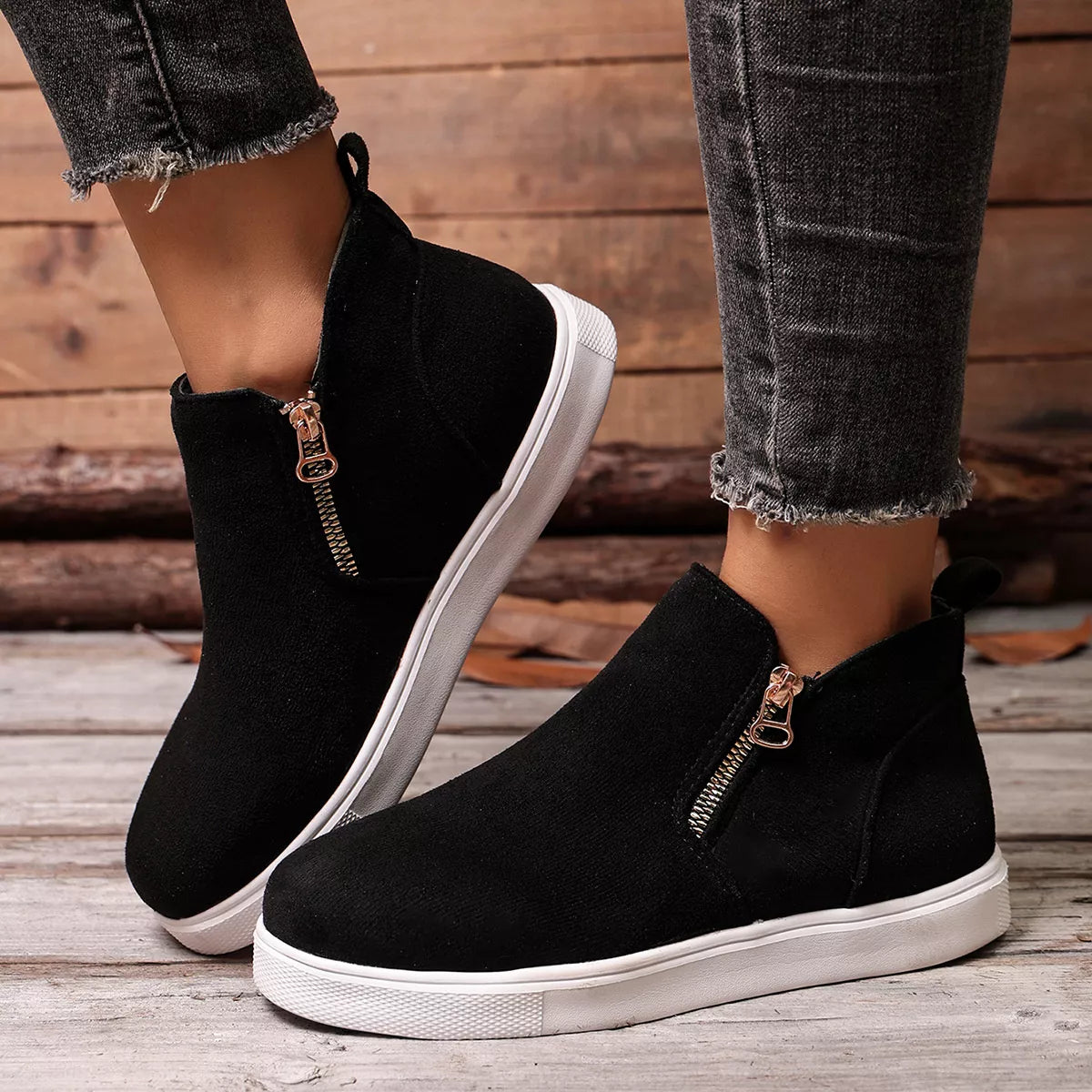 Round toe flat ankle boots, view 14