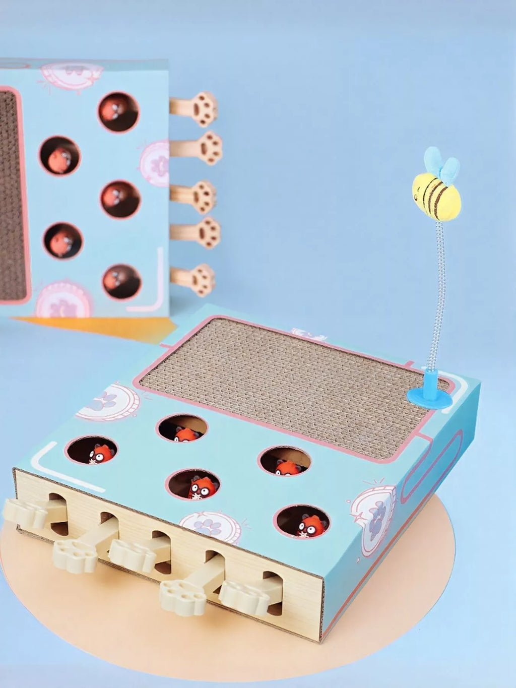 Interactive Whack-A-Mole cat toy from Trendsi featuring colorful moles and a playful design for feline entertainment.