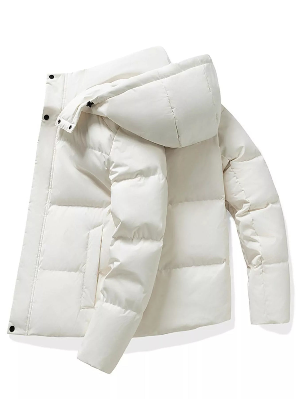 Men's plus size hooded padded winter puffer jacket, view 3