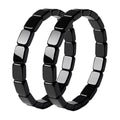 Magnetic stone bracelet with smooth round black stones and magnetic clasps, stylish accessory by Trendsi.