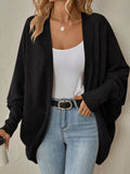 Open-front ribbed batwing sleeve cardigan