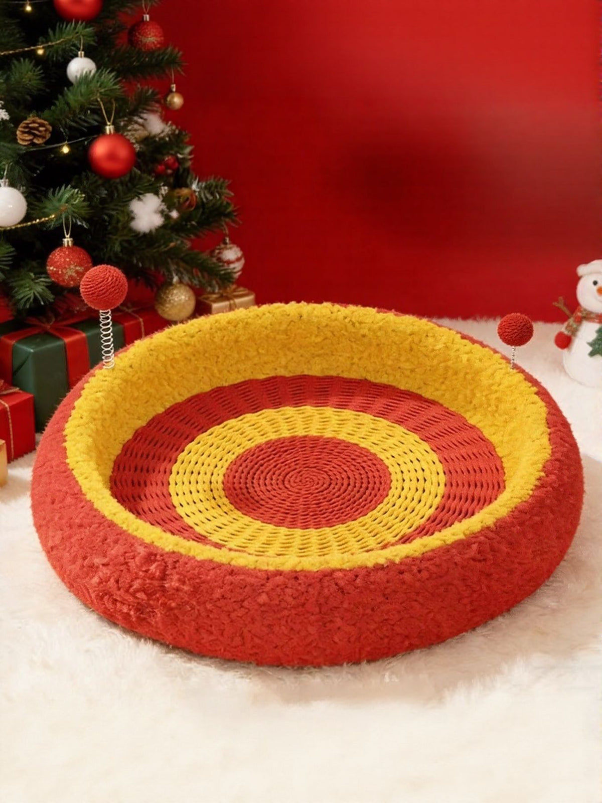 Oval cat scratching bed by Trendsi with soft fabric, designed for cats to scratch and rest comfortably.