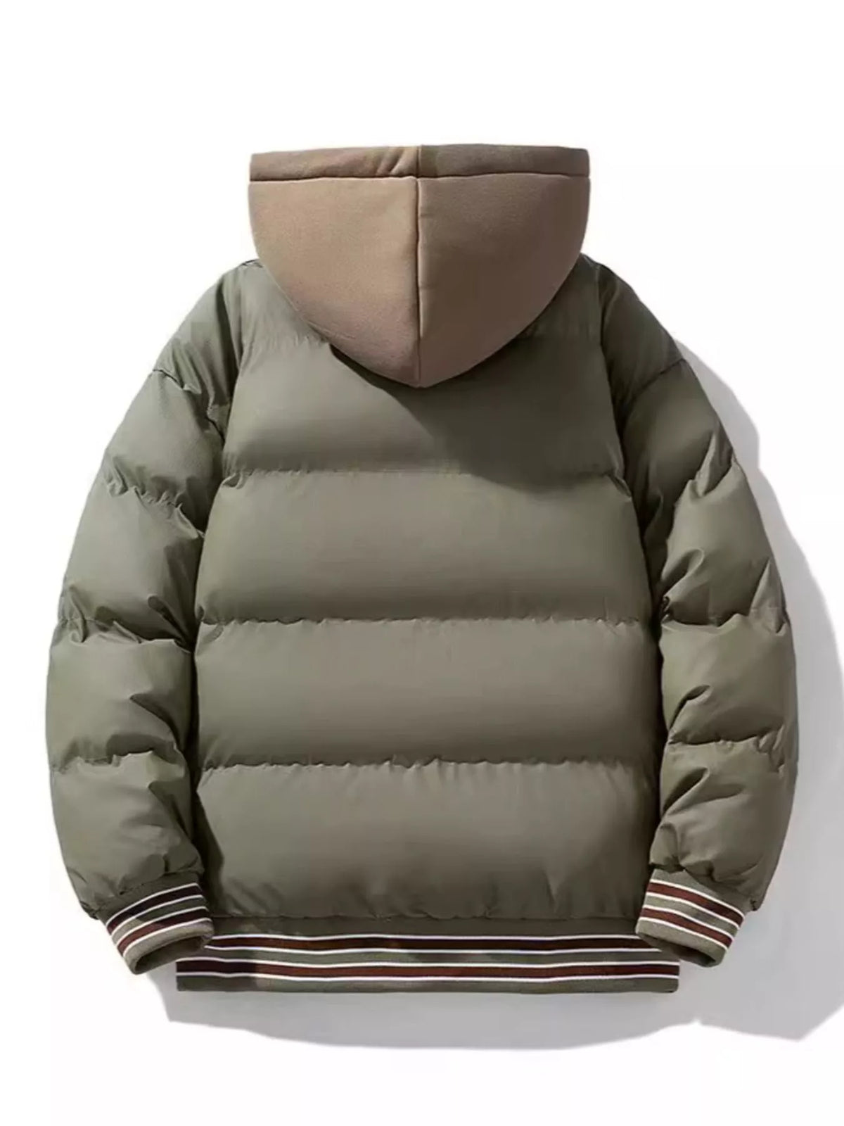 Men's plus size hooded padded puffer jacket, view 2