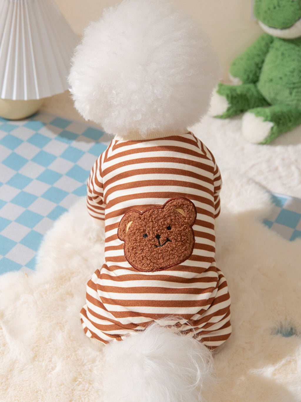 Printed pet jumpsuit by Trendsi, featuring colorful fabric and comfortable fit for small dogs or cats.